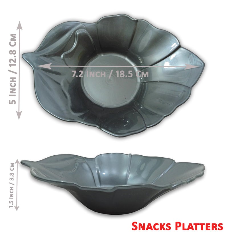 BHOJANWARE Stylish Designer Plastic Snacks Platter Set of 12 in Grey Color- Perfect Addition to Your Kitchen Utensils and Plates Collection. (Size: 18.5 Cm/ 7.2 Inch) - Image 2
