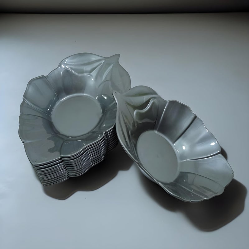 BHOJANWARE Stylish Designer Plastic Snacks Platter Set of 12 in Grey Color- Perfect Addition to Your Kitchen Utensils and Plates Collection. (Size: 18.5 Cm/ 7.2 Inch) - Image 1