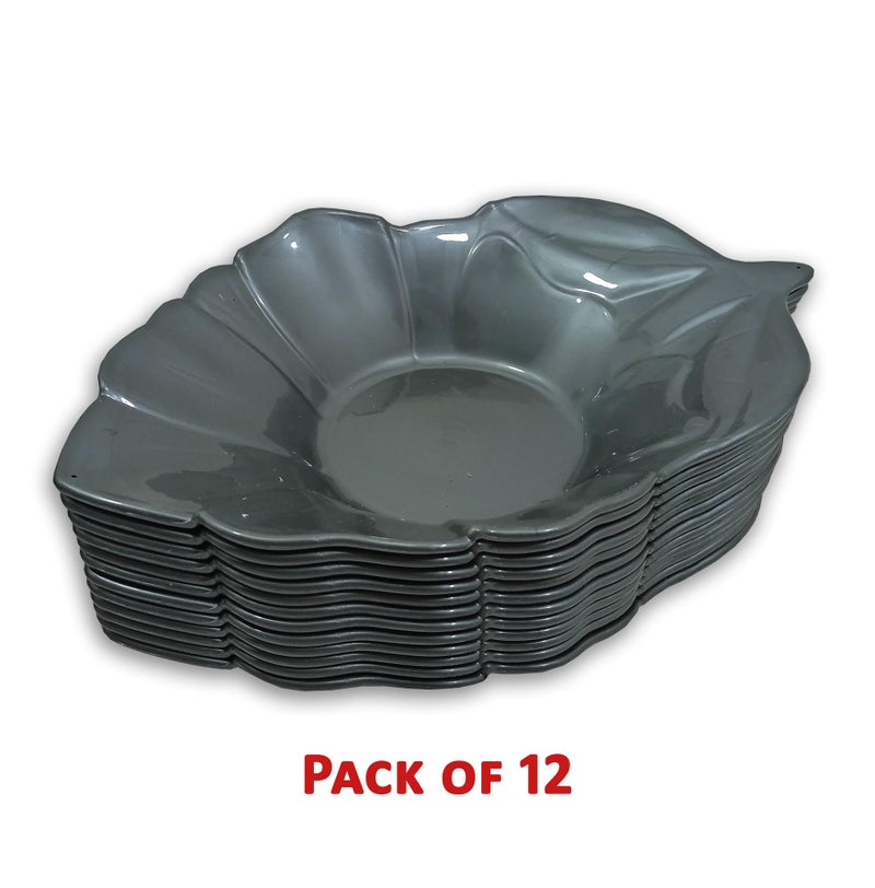 BHOJANWARE Stylish Designer Plastic Snacks Platter Set of 12 in Grey Color- Perfect Addition to Your Kitchen Utensils and Plates Collection. (Size: 18.5 Cm/ 7.2 Inch) - Image 4