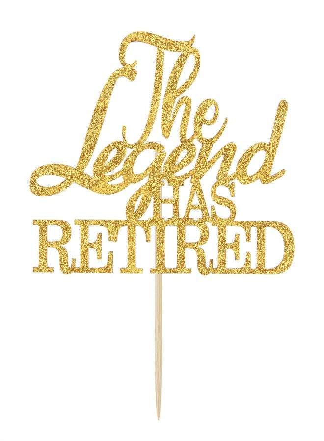 Hotmoon Gold Glitter The Legend has Retired Cake Topper - Official Retired - Happy Retirement Party Decoration Supplies for Men Women - Image 2