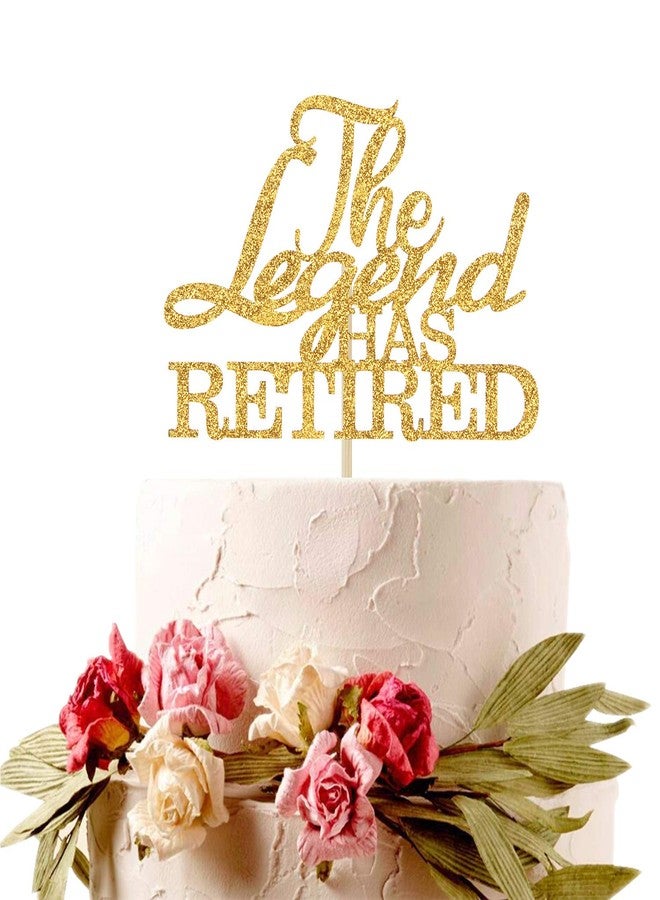 Hotmoon Gold Glitter The Legend has Retired Cake Topper - Official Retired - Happy Retirement Party Decoration Supplies for Men Women - Image 3