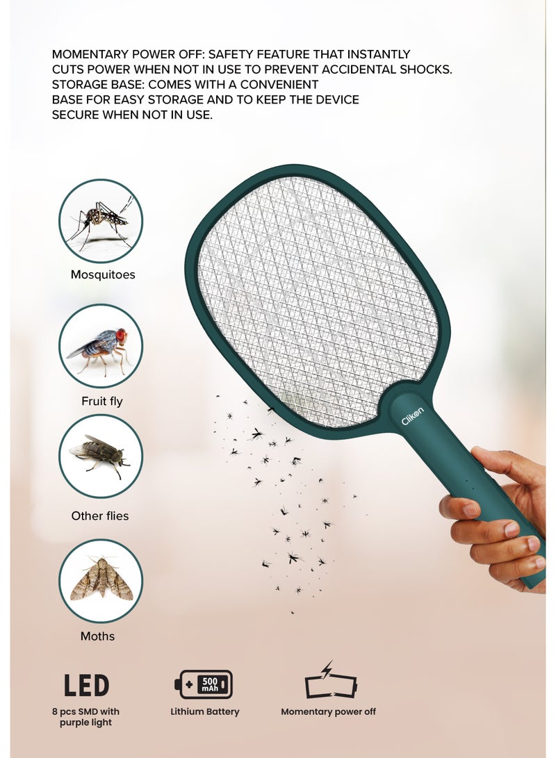 Clikon clikon Rechargeable Mosquito Swatter with Hi-Power LED Light - USB Power, Green Color with LED Light for Mosquitos Flies Pest Control for Indoor and Outdoor Use  - Image 5