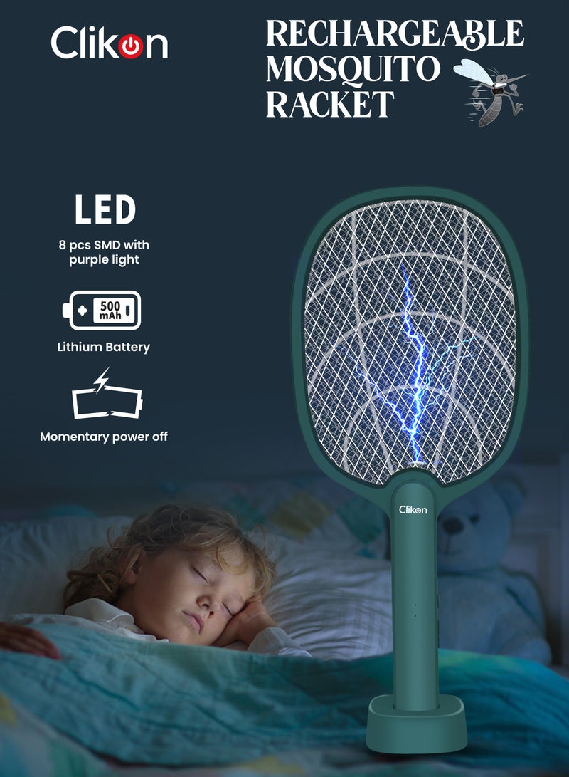 Clikon clikon Rechargeable Mosquito Swatter with Hi-Power LED Light - USB Power, Green Color with LED Light for Mosquitos Flies Pest Control for Indoor and Outdoor Use  - Image 1