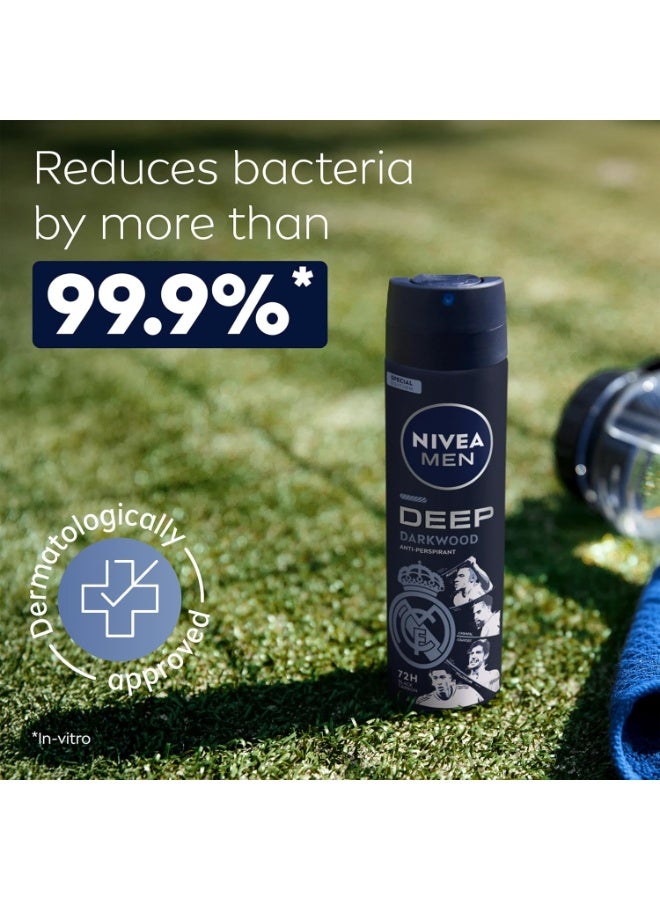 NIVEA MEN Deep MaxxTech Darkwood Spray with Black Carbon, 72H Odor & Sweat Protection, Warm Darkwood Scent 150ml - Image 2