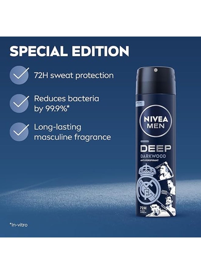 NIVEA MEN Deep MaxxTech Darkwood Spray with Black Carbon, 72H Odor & Sweat Protection, Warm Darkwood Scent 150ml - Image 5