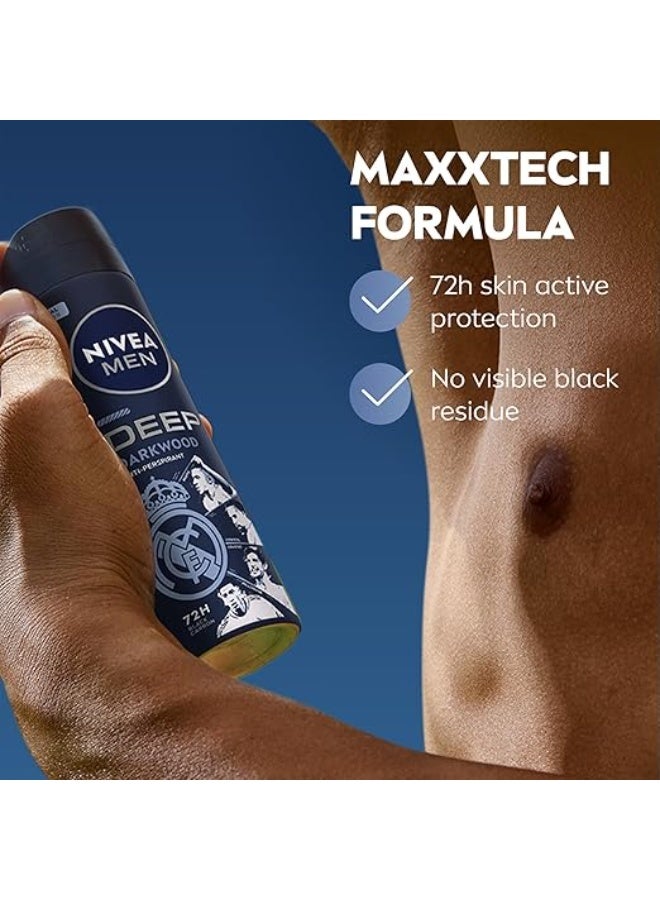 NIVEA MEN Deep MaxxTech Darkwood Spray with Black Carbon, 72H Odor & Sweat Protection, Warm Darkwood Scent 150ml - Image 3