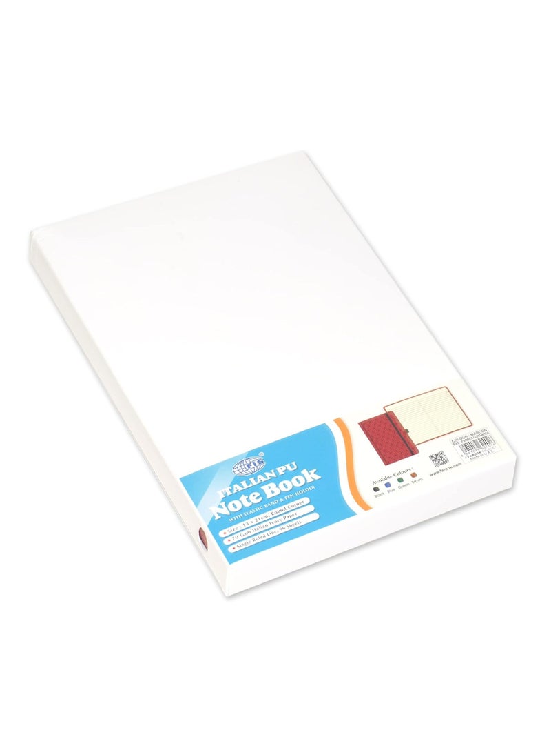 FIS® Executive Notebook, Size 13x21CM, 96 Sheets Single Line With Elastic PU Window Maroon Design 5 -FSNBEX13X21MRD5 - Image 3