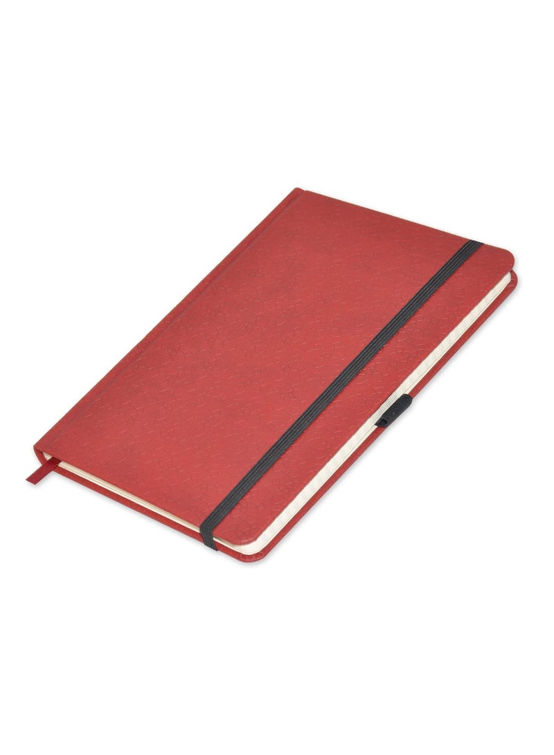 FIS® Executive Notebook, Size 13x21CM, 96 Sheets Single Line With Elastic PU Window Maroon Design 5 -FSNBEX13X21MRD5 - Image 1