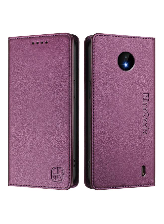 اس-توب جراب لهاتف Nokia C10 / C20 RC01 مصنوع من الجلد ثنائي الطي مع خاصية الشفط المغناطيسي بتقنية RFID - Image 2