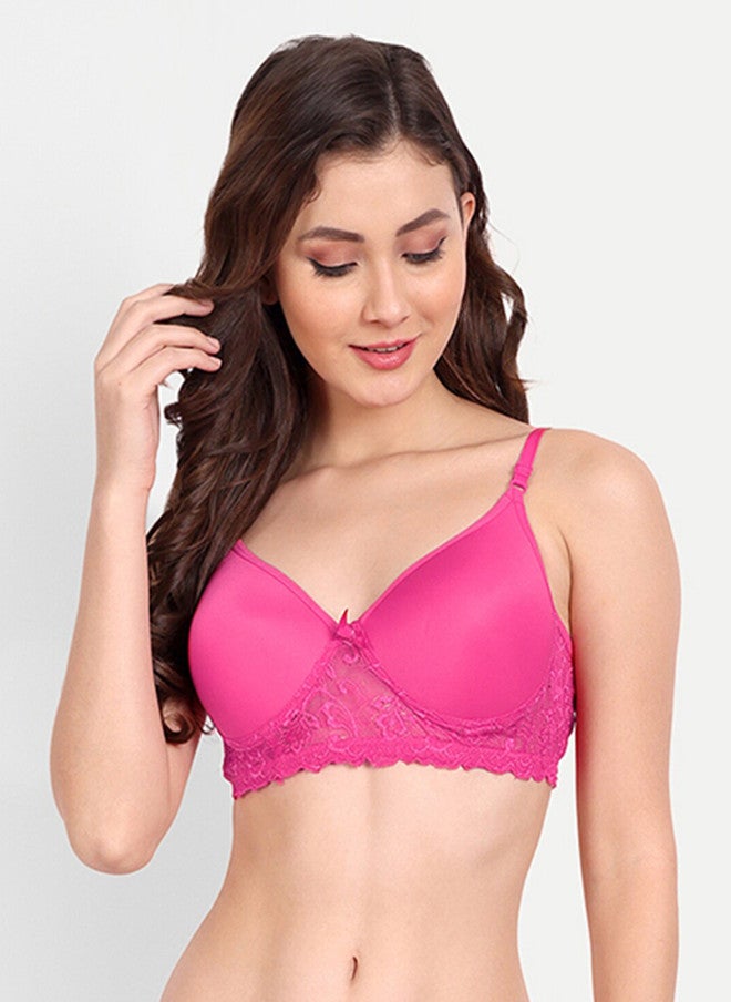 FIMS Pack of 3 Rapid-Dry Lace Lightly Padded Bra - Pink, Rani, Purple - Image 2