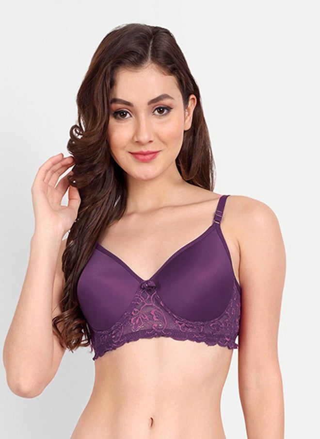 FIMS Pack of 3 Rapid-Dry Lace Lightly Padded Bra - Pink, Rani, Purple - Image 3