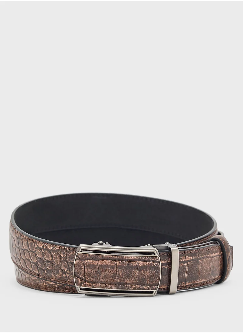 Robert Wood Resizable Free Size Croc Print Belt