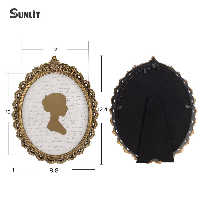 Sunlit Vintage Picture Frame 8x10 Inch, Oval Antique Photo Frames with Glass Front, Luxury Photo Display, Tabletop Wall Hanging, Bronze - Image 4