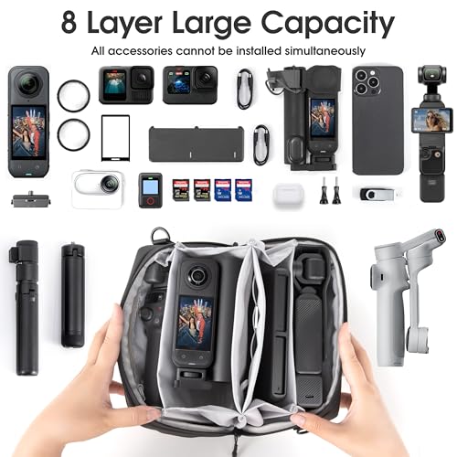STARTRC VCR Carrying Bag Pouch Travel Large Soft Case for Insta 360 Go Ultra X5 X4 Organizer Multilayer Storage For DJI Osmo 360 Mobile8 7P 6 Pocket 4 3 For Gopro hero 13 Accessories with Shoulder Strap - Image 2