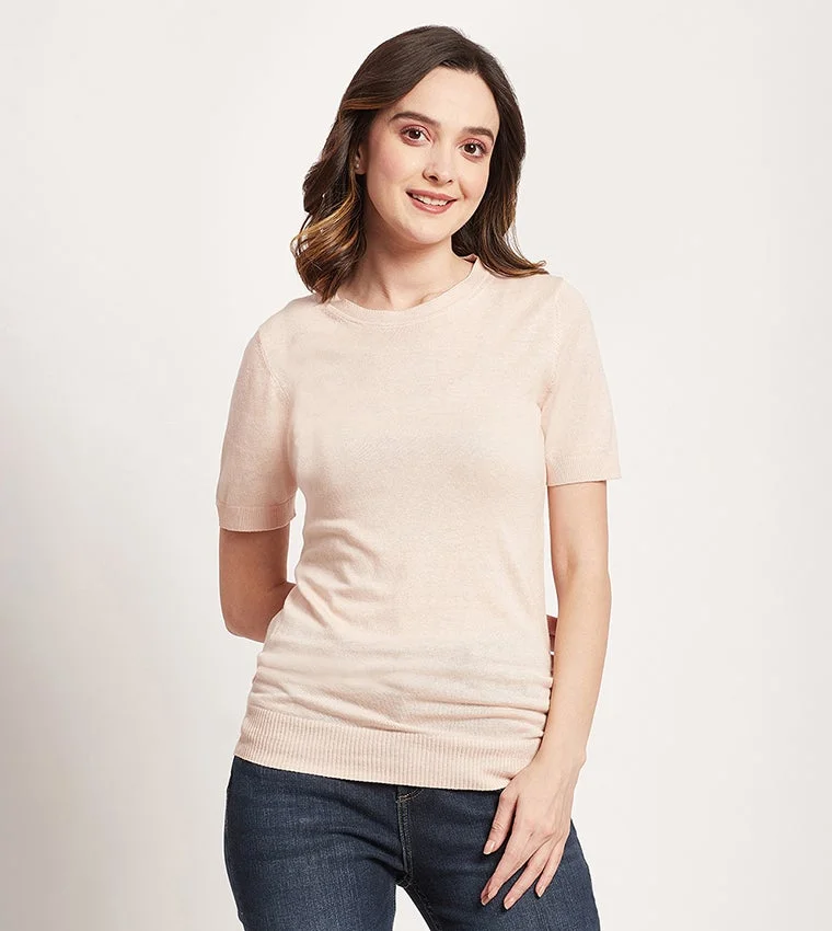 Beverly Hills Polo Club Solid Short Sleeves Knitted Top