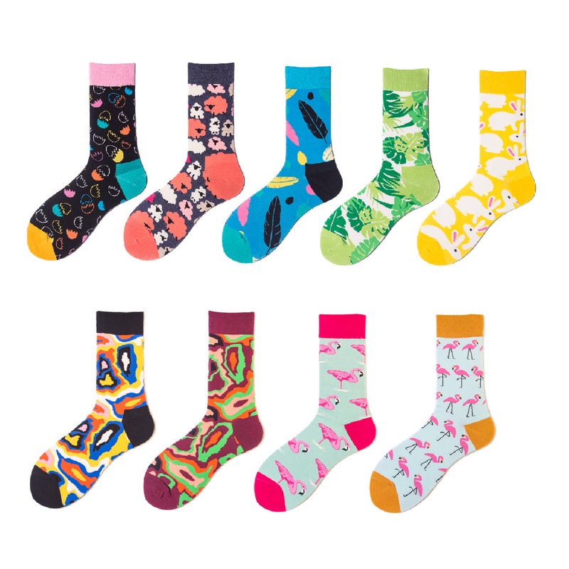 Large Version Of Flamingo Colorful Men'S And Women'S High Cotton Socks Trendy Socks Casual Versatile Easter Egg Series Sports - Image 2
