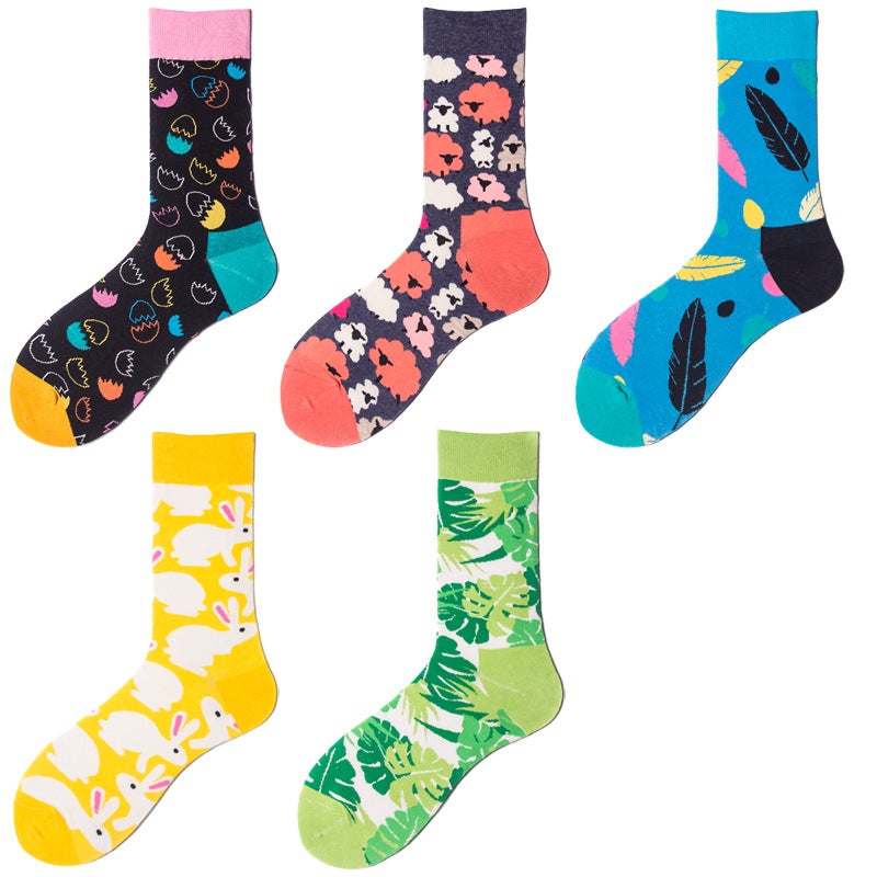 Large Version Of Flamingo Colorful Men'S And Women'S High Cotton Socks Trendy Socks Casual Versatile Easter Egg Series Sports - Image 3