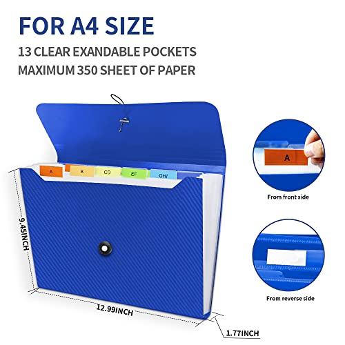 Nicecho Expanding File Folder, 13 Pockets Accordian File Holder Organizer, A4 Letter Size Paper Document Receipt Organizer Accordion Filing Folder for Classroom, Home, Office and Travel - Image 3