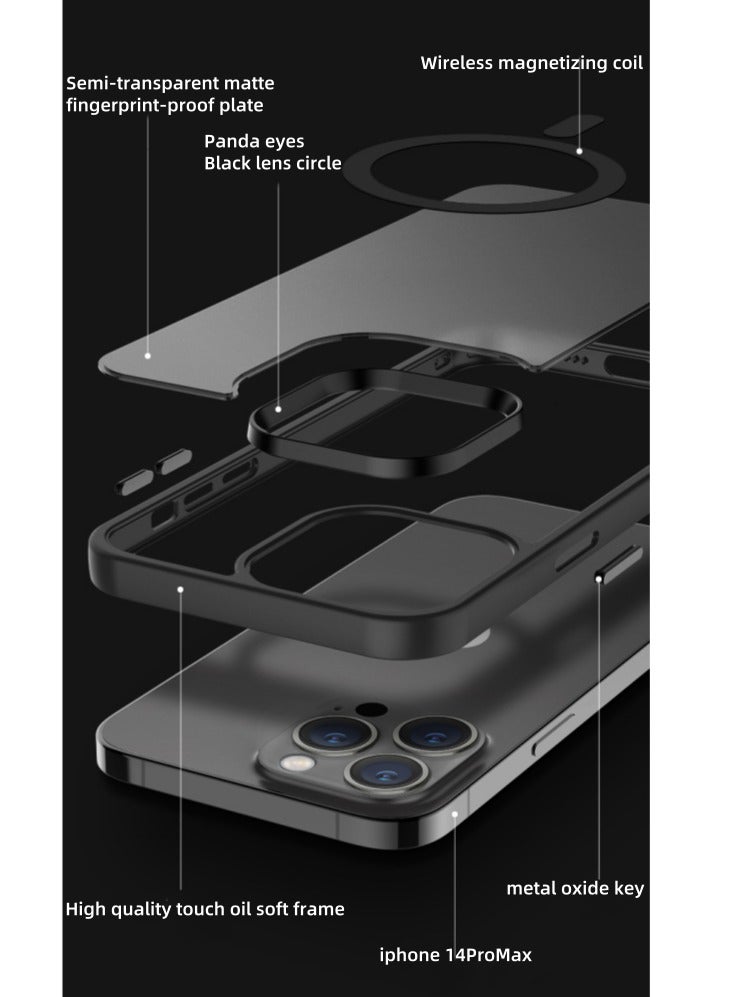 Magnetic case Phone 15 ProMax compatible MagSafe, translucent matte back ultra-thin shockproof phone case (Dark blue)  - Image 4