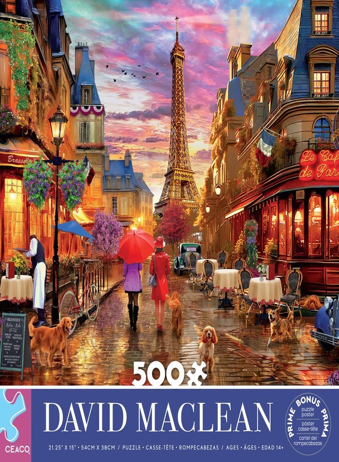 سيكو أحجية الصور المقطوعة "باريس تحت المطر" من سيكو، 500 قطعة، من تصميم ديفيد ماكلين، مشهد مدينة ساحر، لوحة أحجية فاخرة، أحجية للكبار - Image 3