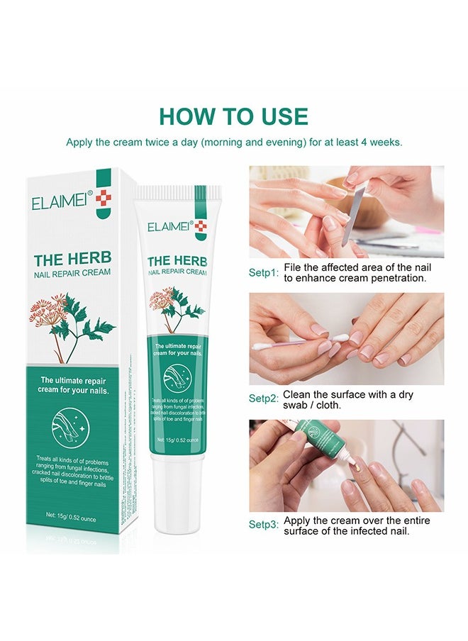 Elaimei Herb Nail Repair Cream, Nail Repair Essence Cream, Restores Appearance Of Discolored Or Damaged Nails, Toe Be Health Instant Beauty Cream For Toenail Care Under The Nail 15G  - Image 5