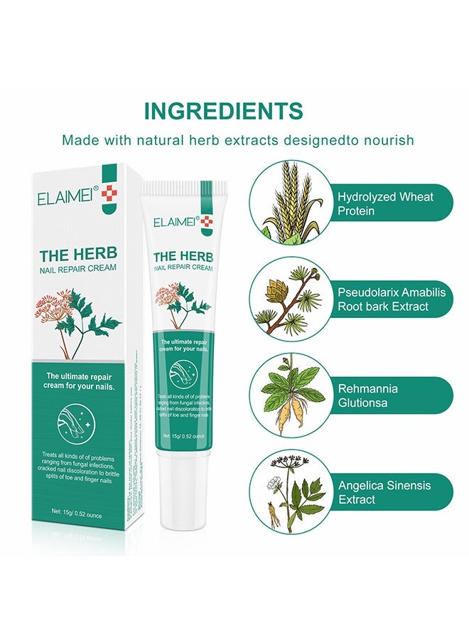 Elaimei Herb Nail Repair Cream, Nail Repair Essence Cream, Restores Appearance Of Discolored Or Damaged Nails, Toe Be Health Instant Beauty Cream For Toenail Care Under The Nail 15G  - Image 2