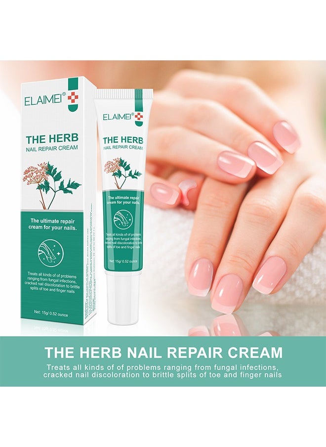 Elaimei Herb Nail Repair Cream, Nail Repair Essence Cream, Restores Appearance Of Discolored Or Damaged Nails, Toe Be Health Instant Beauty Cream For Toenail Care Under The Nail 15G  - Image 3