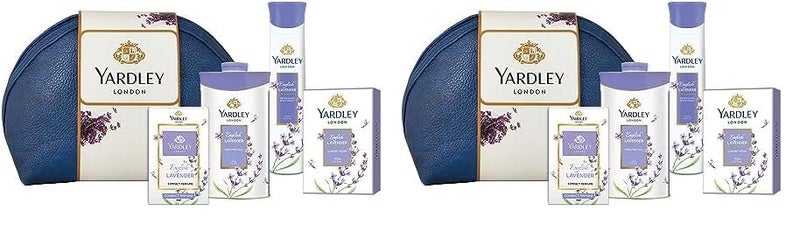 Yardley Yardley London English Lavender Range Gift Bag With Compact Perfume Perfumed Talc Refreshing Body Spray Luxury Soap For Women LongLasting Fragrance Stylish Travel Pack Included Pack of 2  - Image 1