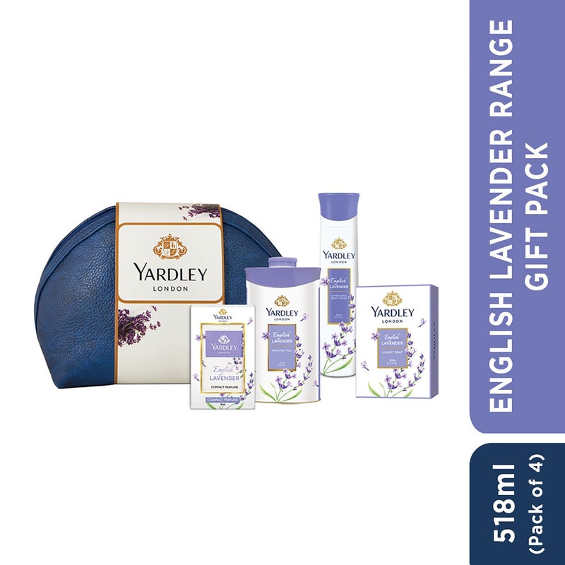 Yardley Yardley London English Lavender Range Gift Bag With Compact Perfume Perfumed Talc Refreshing Body Spray Luxury Soap For Women LongLasting Fragrance Stylish Travel Pack Included Pack of 2  - Image 2
