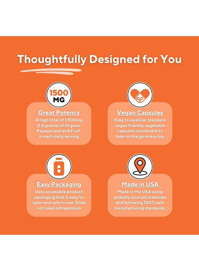 Vitapia Papaya Fruit Enzyme Capsules for Digestion, Bloating Relief, Immune Support for Men & Women - 1500mg Organic Papaya Powder Per Serving - 180 Veggie Capsules - Non-GMO, Gluten-Free, Vegan-Friendly - Image 5