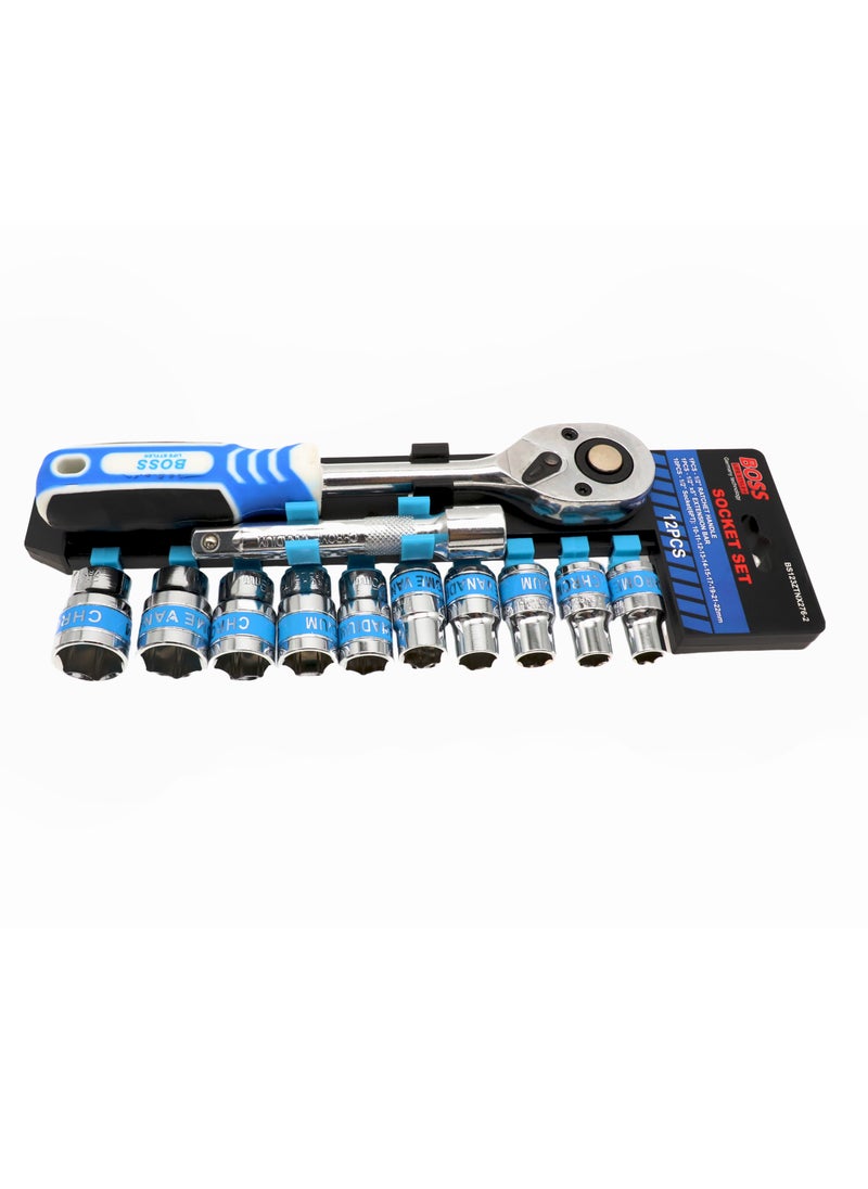 BOSS LIFE STYLE Boss Lifestyle 1/2" Drive Socket Set - Premium Chrome Vanadium Steel, 12-Piece  - Image 3