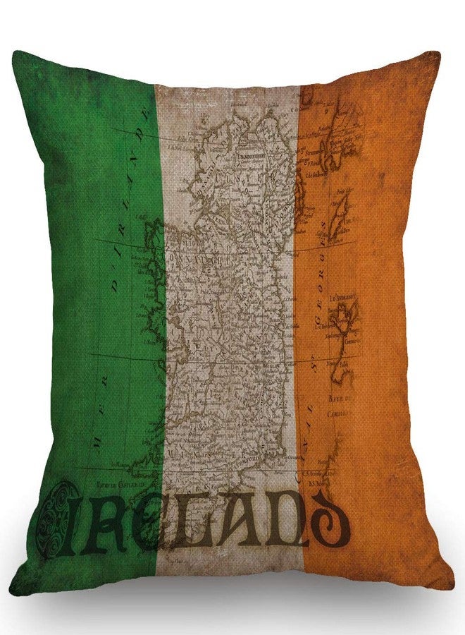 SSOIU Ireland Vintage Flag Irish Emblem Theme Farmhouse Decorative Throw Pillow Covers for Sofa Couch Home Decoration 18x18 inches - Image 1