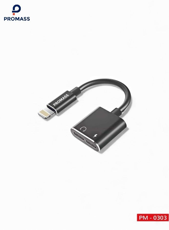 PROMASS iPhone Adapter and Splitter, Dual Lightning Charging Cable, 2-in-1 Audio AUX Cable for iPhone 12/11/XS/XR/X/8/7/6/iPad, Supports Calling, Charging, and Music Control - Image 1