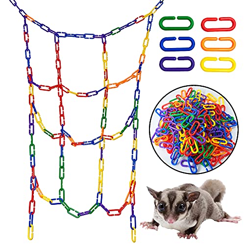 NEOUZA 6Pack Sugar gliders platform,140pcs C-Clips climbing chain for sugar gliders，birds, squirrels pet toy - Image 4
