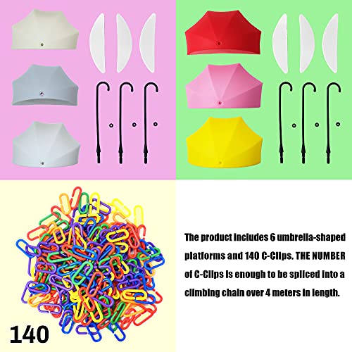 NEOUZA 6Pack Sugar gliders platform,140pcs C-Clips climbing chain for sugar gliders，birds, squirrels pet toy - Image 2