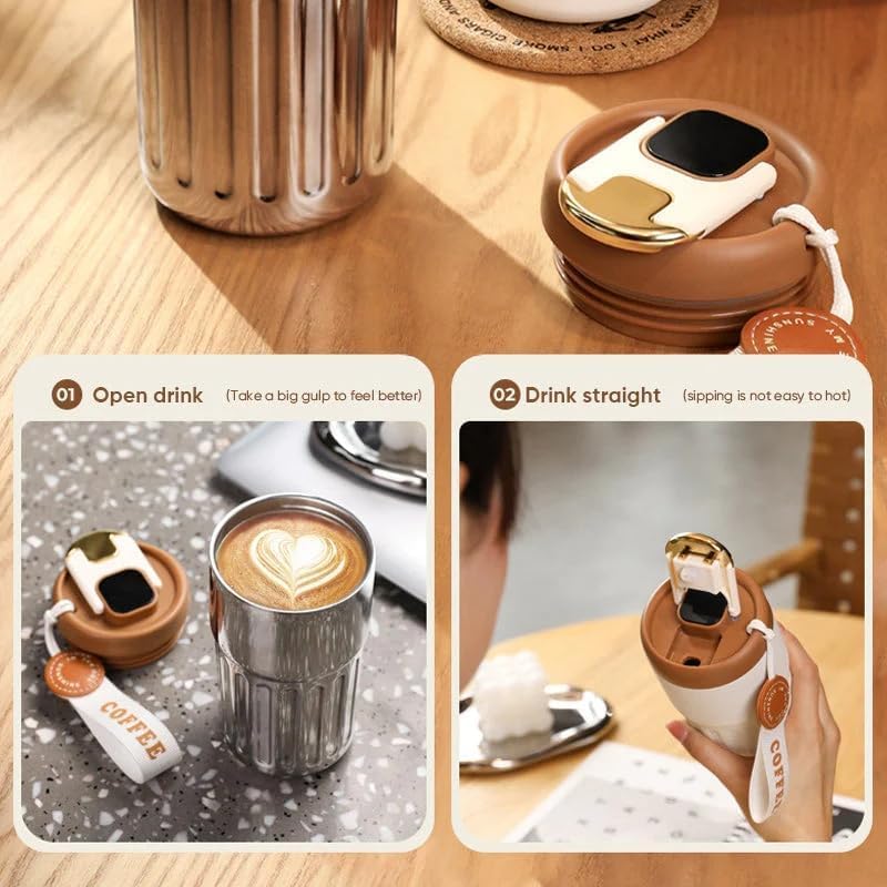 Kresal Insulated Stainless Steel Travel Coffee Mug LED Smart Temperature Display with LeakProof Lid Keeps Cold or Hot Suitable for Ice Drinks and Hot Beverage 450ml Multicolor - Image 5