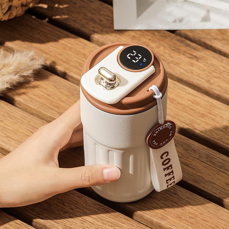Kresal Insulated Stainless Steel Travel Coffee Mug LED Smart Temperature Display with LeakProof Lid Keeps Cold or Hot Suitable for Ice Drinks and Hot Beverage 450ml Multicolor - Image 1