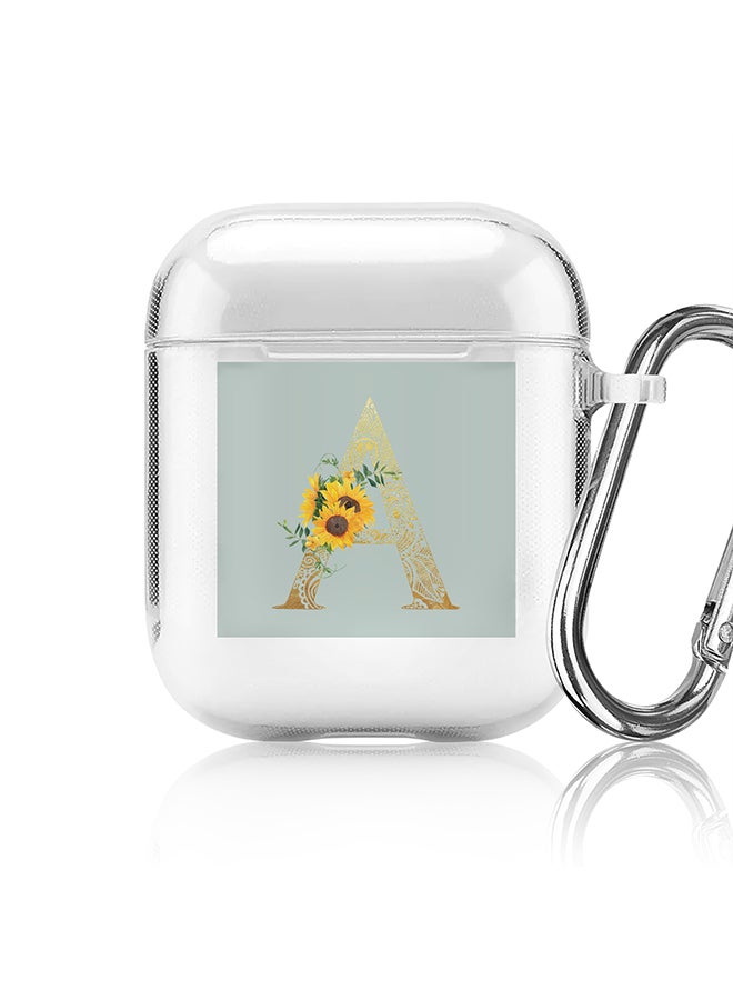 Stylizedd Classic Clear printed Case for Apple Airpods 2 / 1 Soft TPU Gel Thin Transparent Flexible Cover - Custom Monogram Initial Letter Mandala Floral Pattern Alphabet - A ( Light Green ) - Image 1