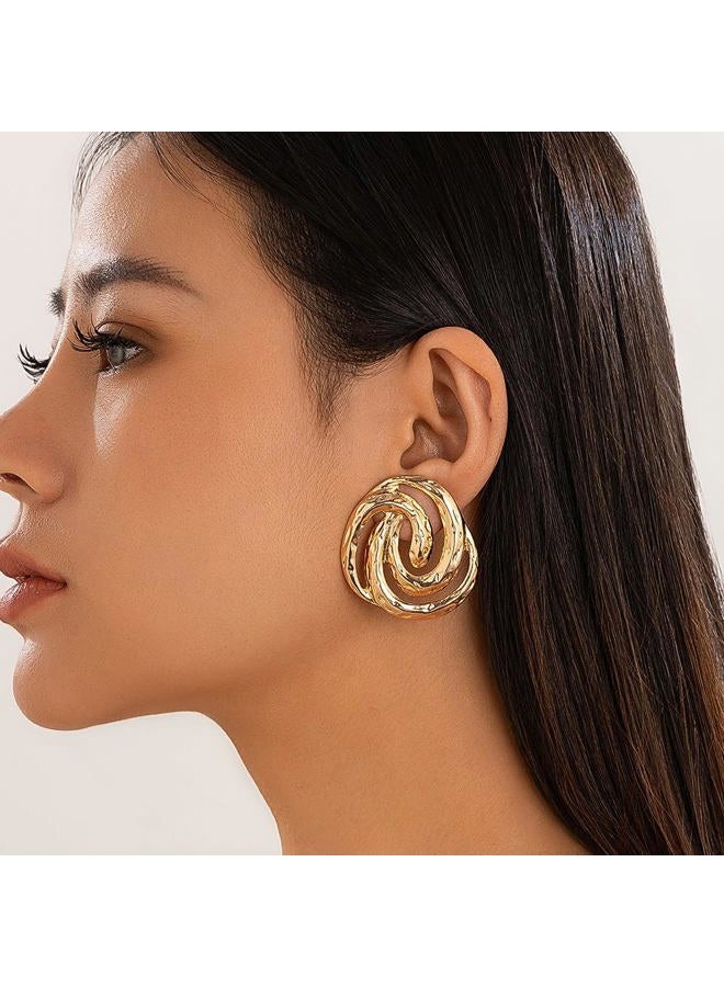 GIGB PBDK Large Big Gold Circle Hanging Earrings for Women Personalized Thick Formal Dangle Earrings Simple Geometric Drop Earrings Birthday Christmas Jewelry, Large, Metal, No Gemstone - Image 4