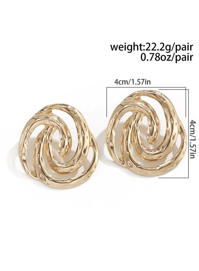 GIGB PBDK Large Big Gold Circle Hanging Earrings for Women Personalized Thick Formal Dangle Earrings Simple Geometric Drop Earrings Birthday Christmas Jewelry, Large, Metal, No Gemstone - Image 3