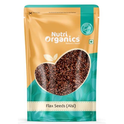 NutriOrganics Flax Seeds 1kg - Raw Unroasted Flaxseed Alsi Seeds for Eating Weight Loss Hair Growth, Diet Snack food - Image 1