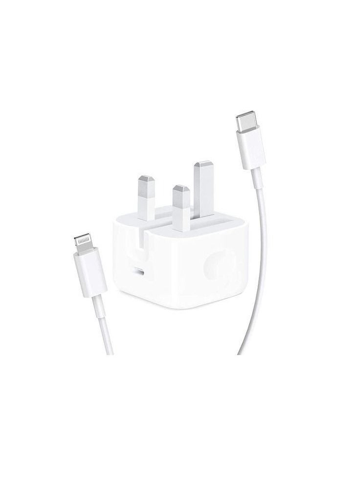 USB-C Power Adapter With Type-C To Lightning Cable 20W White