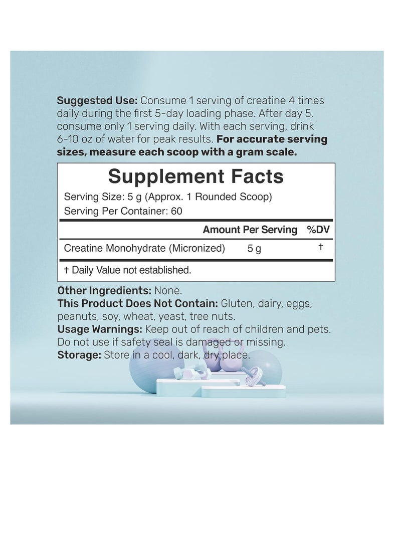 ملحق الصفقة مسحوق أحادي هيدرات الكرياتين 300 جرام (60 وجبة)، بدون نكهة | نقي | مسحوق الكرياتين الميكروني، 5000 مجم (5 جرام) لكل وجبة، إمداد لمدة شهرين، نباتي | كيتو، غير معدّل وراثيًا، بدون حشو، بدون إضافات - Image 2