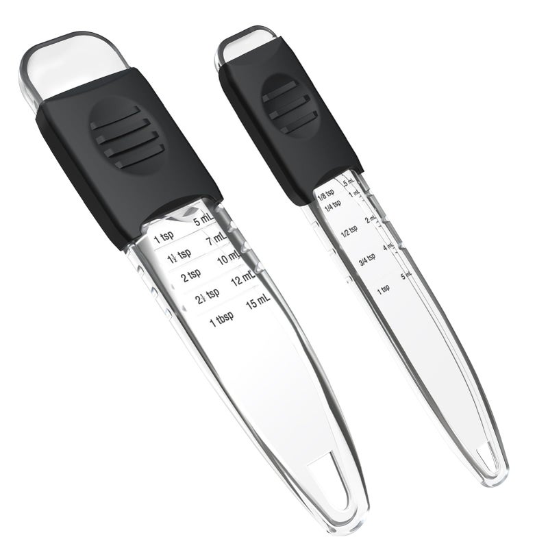 ReneeChef Professional Adjustable Measuring Spoons Set of 2#2258, Fits in Spice Jars, Teaspoon Measuring Spoons 9 in 1 for Dry and Liquid, BPA- free & Dishwasher Safe - Image 1