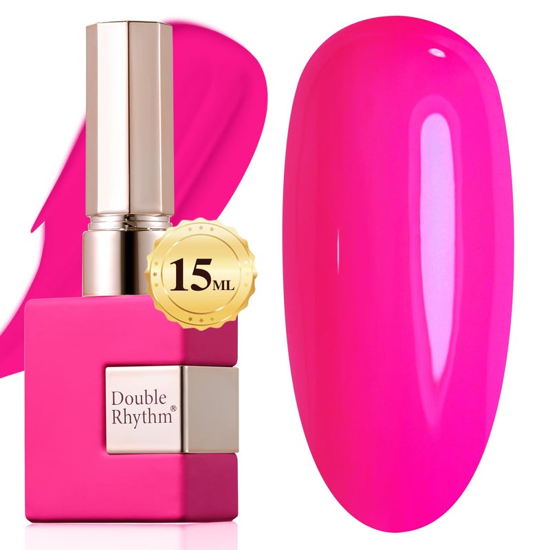 Double Rhythm 15ML Gel Nail Polish Pure Sheer Same Color Same Bottle Soak Off Gel Polish Art Manicure Salon DIY at Home for Women (Hot Pink-A1312) - Image 1