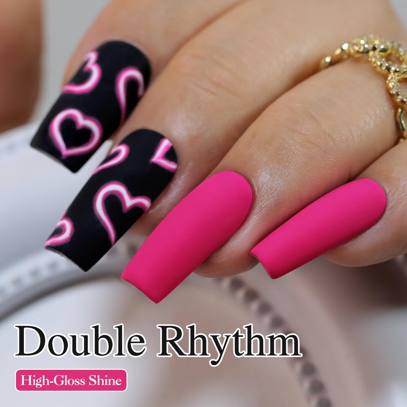 Double Rhythm 15ML Gel Nail Polish Pure Sheer Same Color Same Bottle Soak Off Gel Polish Art Manicure Salon DIY at Home for Women (Hot Pink-A1312) - Image 3