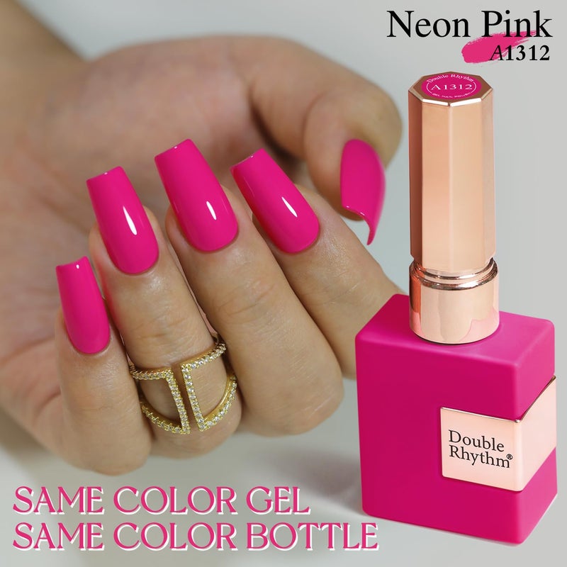 Double Rhythm 15ML Gel Nail Polish Pure Sheer Same Color Same Bottle Soak Off Gel Polish Art Manicure Salon DIY at Home for Women (Hot Pink-A1312) - Image 2
