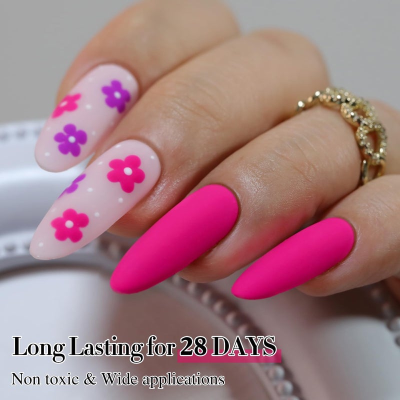 Double Rhythm 15ML Gel Nail Polish Pure Sheer Same Color Same Bottle Soak Off Gel Polish Art Manicure Salon DIY at Home for Women (Hot Pink-A1312) - Image 4