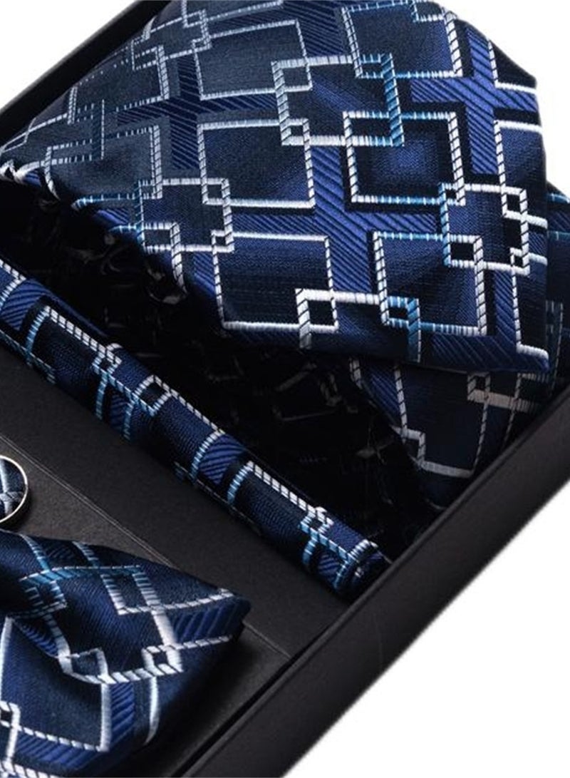 5 pcs high-end tie for men business professional formal tie bow tie cufflinks square scarf fashion accessories gift box  - Image 4