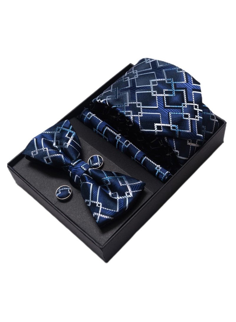 5 pcs high-end tie for men business professional formal tie bow tie cufflinks square scarf fashion accessories gift box  - Image 1